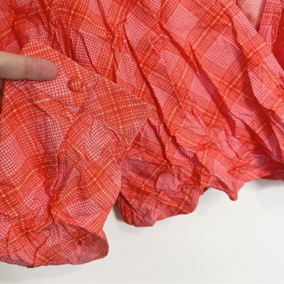 NWT BP by Nordstrom Long Sleeve Orange Plaid Crop Top - Size: Medium - Picture 6 of 8